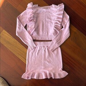 BCBGirls Pink Ruffle Knit Top & Skirt Matching Set